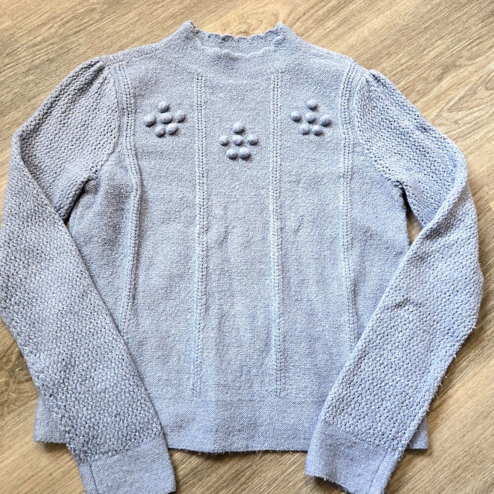 LC By Lauren Conrad  Crochet Sweater Sz S Shimmer Threading Scallop Neck
